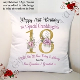 Personalised 18″ Cushion – Happy Birth..