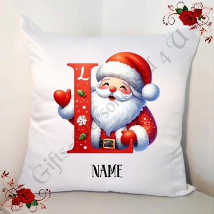 Personalised White 18" (45cm) Cushion - Christmas - Name - Initial A-Z - Design 26 Personalised White 18" (45cm) Cushion - Christmas - Name - Initial A-Z - Design 26