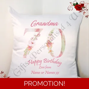 Personalised 18″ Cushion – Special Age Birthday – Nan Grandma Nana etc or a Name – Design 2
