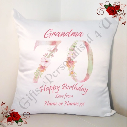 Personalised 18″ Cushion – Special Age Birthday – Nan Grandma Nana etc or a Name – Design 2 Personalised 18″ Cushion – Special Age Birthday – Nan Grandma Nana etc or a Name – Design 2