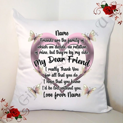 Personalised 18" White Cushion - Loving Special Friend / Best Friend - Design 2