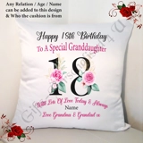 Personalised 18″ Cushion – Happy Birth..