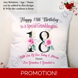 Personalised 18″ Cushion – Happy Birth..