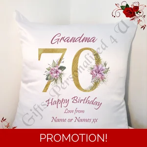 Personalised 18″ Cushion – Special Age Birthday – Nan Grandma Nana etc or a Name – Design 3