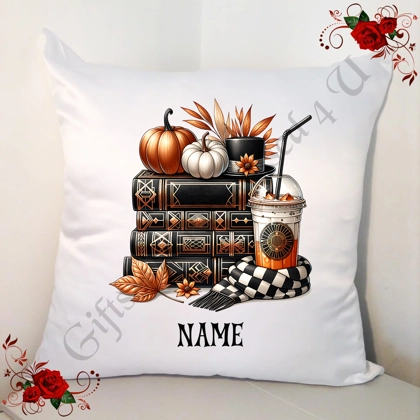 Personalised 18" Cushion - Autumn / Fall - Book Lovers - Name - Design 3 Personalised 18" Cushion - Autumn / Fall - Book Lovers - Name - Design 3
