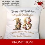 Personalised 18″ Cushion – Happy Birth..