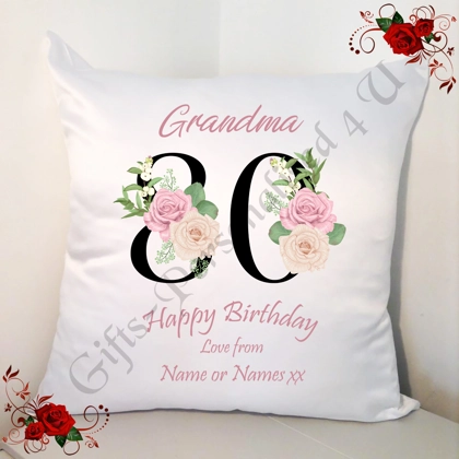 Personalised 18″ Cushion – Special Age Birthday – Nan Grandma Nana etc or a Name – Design 4 Personalised 18″ Cushion – Special Age Birthday – Nan Grandma Nana etc or a Name – Design 4