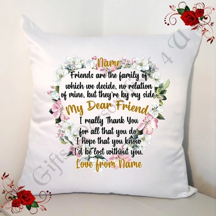 Personalised 18" White Cushion - Loving Special Friend / Best Friend - Design 4