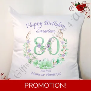 Personalised 18″ Cushion – Special Age Birthday – Nan Grandma Nana etc or a Name – Design 5