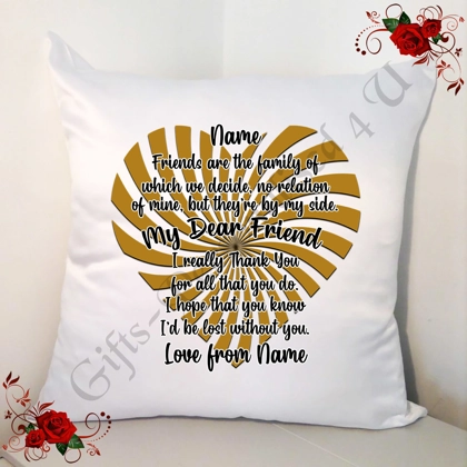 Personalised 18" White Cushion - Loving Special Friend / Best Friend - Design 5
