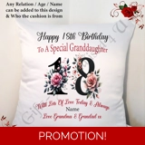 Personalised 18″ Cushion – Happy Birth..