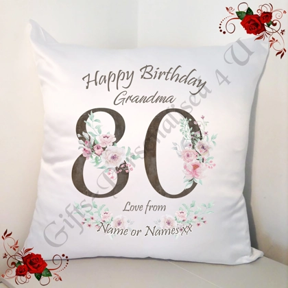 Personalised 18″ Cushion – Special Age Birthday – Nan Grandma Nana etc or a Name – Design 6 Personalised 18″ Cushion – Special Age Birthday – Nan Grandma Nana etc or a Name – Design 6