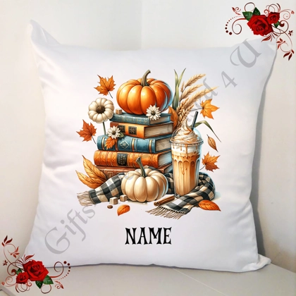Personalised 18" Cushion - Autumn / Fall - Book Lovers - Name - Design 6 Personalised 18" Cushion - Autumn / Fall - Book Lovers - Name - Design 6