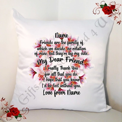 Personalised 18" White Cushion - Loving Special Friend / Best Friend - Design 7