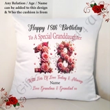 Personalised 18″ Cushion – Happy Birth..