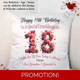 Personalised 18″ Cushion – Happy Birth..