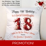 Personalised 18″ Cushion – Happy Birth..