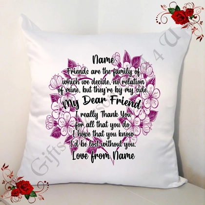 Personalised 18" White Cushion - Loving Special Friend / Best Friend - Design 9