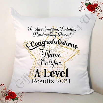 Personalised 18" Cushion - A Levels - Congratulations - Design 4 Personalised 18" Cushion - A Levels - Congratulations - Design 4