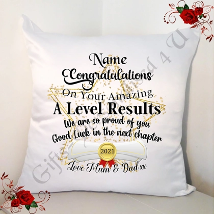 Personalised 18" Cushion - A Levels - Congratulations - Design 5 Personalised 18" Cushion - A Levels - Congratulations - Design 5