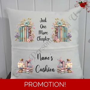 Personalised 16″ Pocket Cushion - Book Lovers - Books - Name - D.3