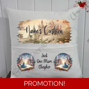 Personalised 16″ Pocket Cushion - Book Lovers - Books - Name - D.4