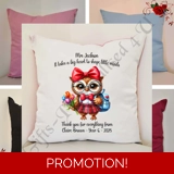 Personalised 16″ Cushion - Owl - Teach..