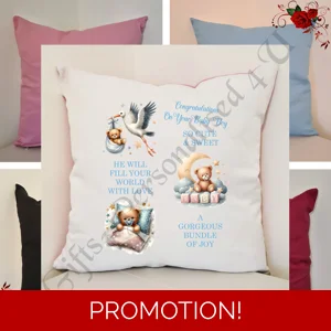 Designed 16″ Cushion - Baby Newborn / Bundle Of Joy - Boy - D2