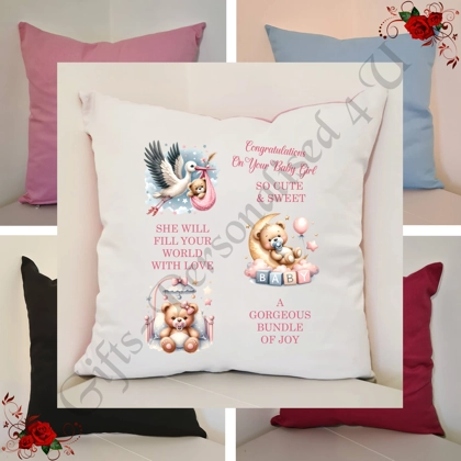 Designed 16″ Cushion - Baby Newborn / Bundle Of Joy - Girl - D.1 Designed 16″ Cushion - Baby Newborn / Bundle Of Joy - Girl - D.1