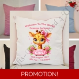 Personalised 16″ Cushion - New Born Ba..
