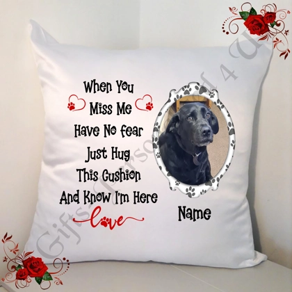 Personalised 18" Cushion - In Memory Of - Dog Name & Photo - Design 8 Personalised 18" Cushion - In Memory Of - Dog Name & Photo - Design 8