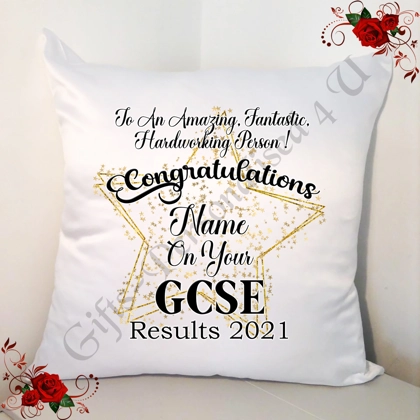 Personalised 18" Cushion - GCSE's - Congratulations - Design 4 Personalised 18" Cushion - GCSE's - Congratulations - Design 4