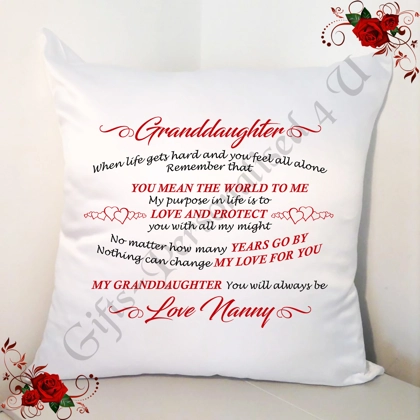 Personalised 18" White Cushion - Granddaughter Loving Quotes - Design 14 Personalised 18" White Cushion - Granddaughter Loving Quotes - Design 14