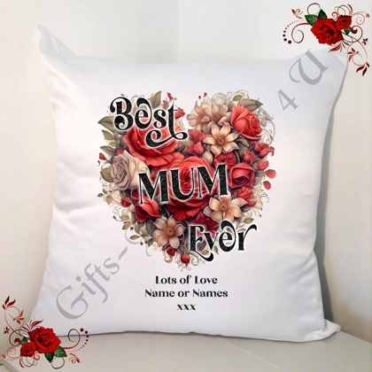 Personalised White 18" Cushion - Hearts - Best Ever Mum / Mummy / Mam etc - Design 1 Personalised White 18" Cushion - Hearts - Best Ever Mum / Mummy / Mam etc - Design 1
