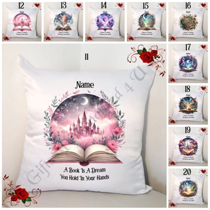 Personalised 18" Cushion - Fantasy Book Lovers - A Book Is A Dream....- Name - Designs 11-20