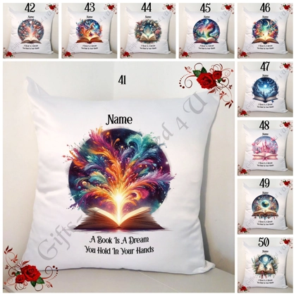 Personalised 18" Cushion - Fantasy Book Lovers - A Book Is A Dream....- Name - Designs 41-50