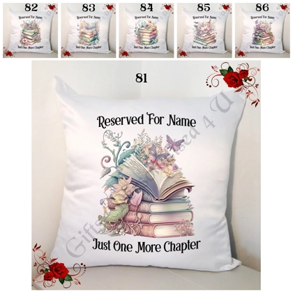 Personalised 18" Cushion - Book Lovers - Reserved For Name - Designs 81-86 Personalised 18" Cushion - Book Lovers - Reserved For Name - Designs 81-86
