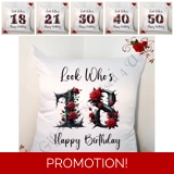 Personalised 18″ Cushion – Happy Birth..