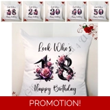 Personalised 18″ Cushion – Happy Birth..