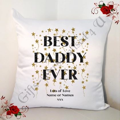 Personalised White 18" Cushion - Stars - Best Ever Daddy / Dad / Pop etc - Design 2 Personalised White 18" Cushion - Stars - Best Ever Daddy / Dad / Pop etc - Design 2