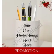 Personalised Ceramic Pen & Pencil Holder – Your Own Design - Any Image/Photo/Text req.