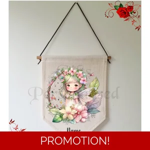 Personalised Linen Pennant Flag - Fairy - Name - Design 2
