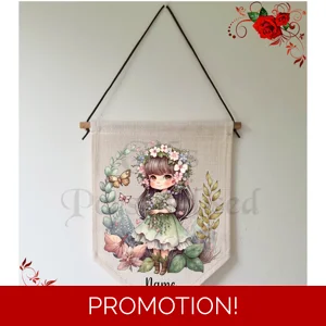 Personalised Linen Pennant Flag - Fairy - Name - Design 4