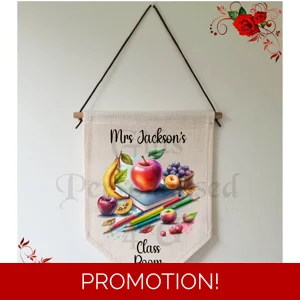 Personalised Linen Pennant Flag - Teacher - Thank You / Leaving Gift Design 14