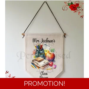 Personalised Linen Pennant Flag - Teacher - Thank You / Leaving Gift Design 16