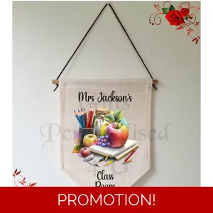 Personalised Linen Pennant Flag - Teacher - Thank You / Leaving Gift Design 9