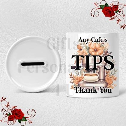 Personalised Ceramic Money Box - Tips Jar - Cafe / Coffee Shop etc  - Design 1 Personalised Ceramic Money Box - Tips Jar - Cafe / Coffee Shop etc  - Design 1