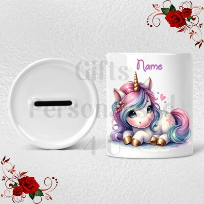 Personalised Ceramic Money Box - Unicorn - Name - Design 5 Personalised Ceramic Money Box - Unicorn - Name - Design 5