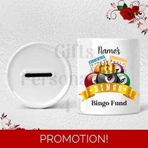 Personalised Ceramic Money Box - Name's Bingo Fund  - Design 1