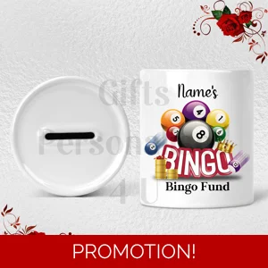 Personalised Ceramic Money Box - Name's Bingo Fund  - Design 2